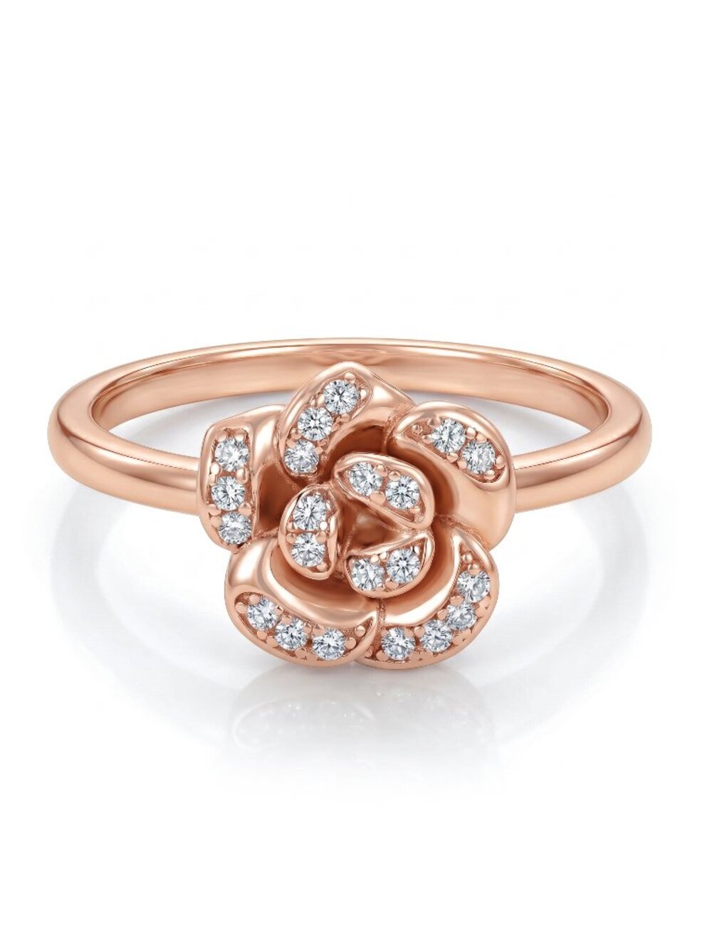 Enchanted Rose Gold Flower Ring, 925 Sterling Silver, 18k Rose Gold finish
